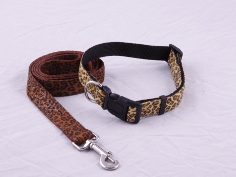 Dog Collar, Dog Harness, Dog Lead with Fabric Overlay , Combo package